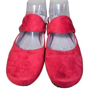 Ashro Womens Shoe Red Suede Mary Jane Slides Pumps Size 10 Excellent Condition